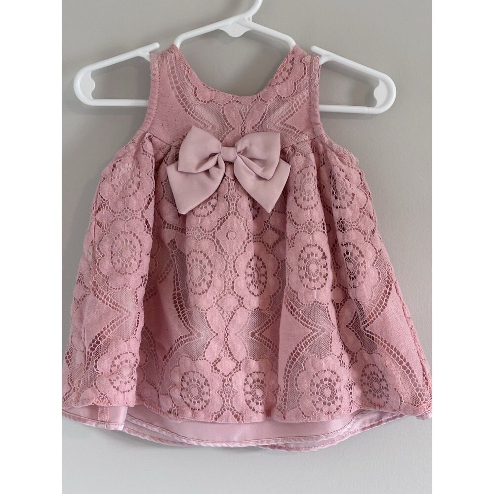 Good Lad Toddler Girls Embrodeired Pink Dress Sleeveless with Bow Size 9M
